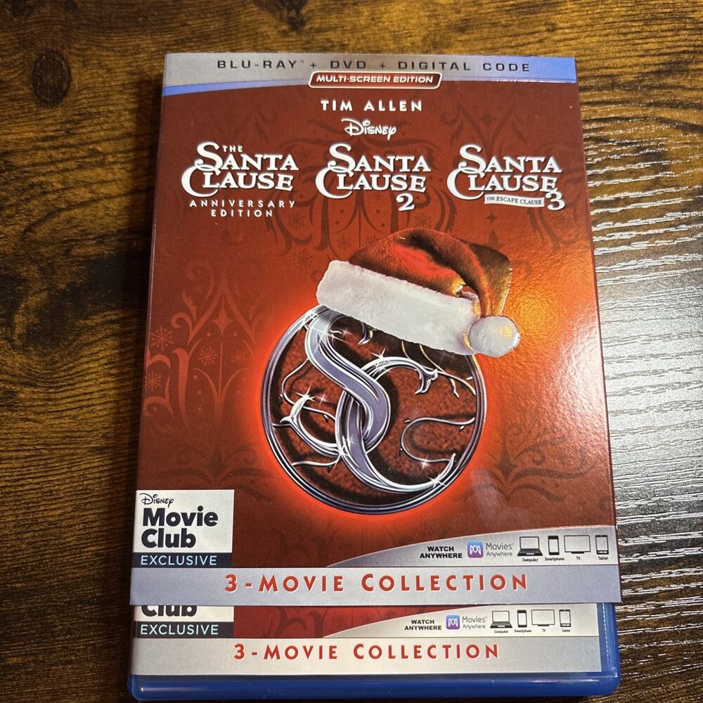 The Santa Clause 1 2 3 Trilogy Bluray Disney Movie Club Rare Slipcover